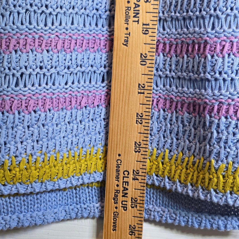 Sundance Novera Sweater Tank Periwinkle Blue Knit Sz Medium Fair Isle Cotton - Picture 11 of 12